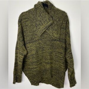 Sarah Pacini alpaca mohair merino wool green and black sweater, one size